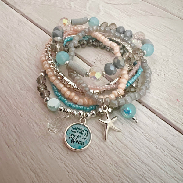 Happiness Comes In Waves Bracelet Set