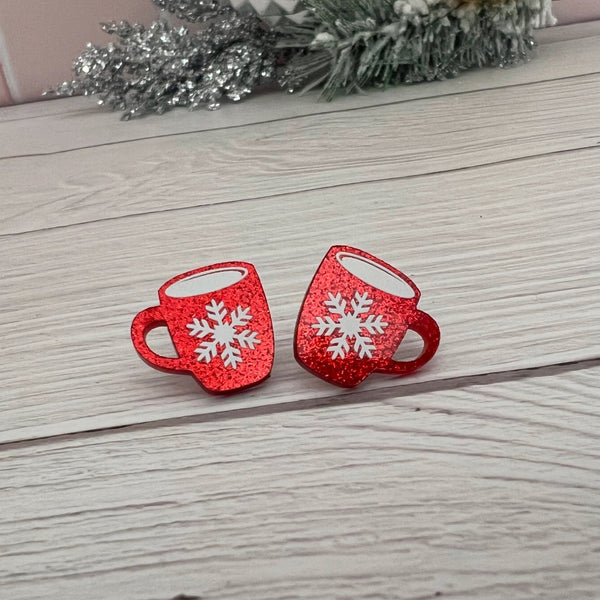 Glitter Resin Mug Christmas Earrings - Kole Jax DesignsGlitter Resin Mug Christmas Earrings