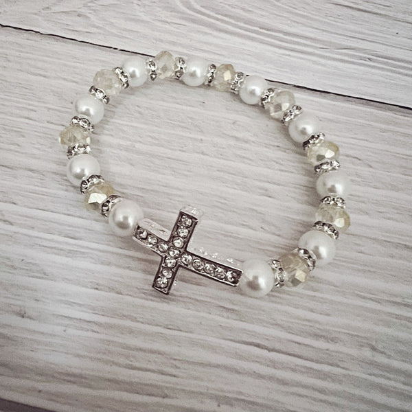 Rhinestone cross stretch bracelet - Kole Jax DesignsRhinestone cross stretch bracelet