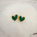 Green Glitter Heart Studs