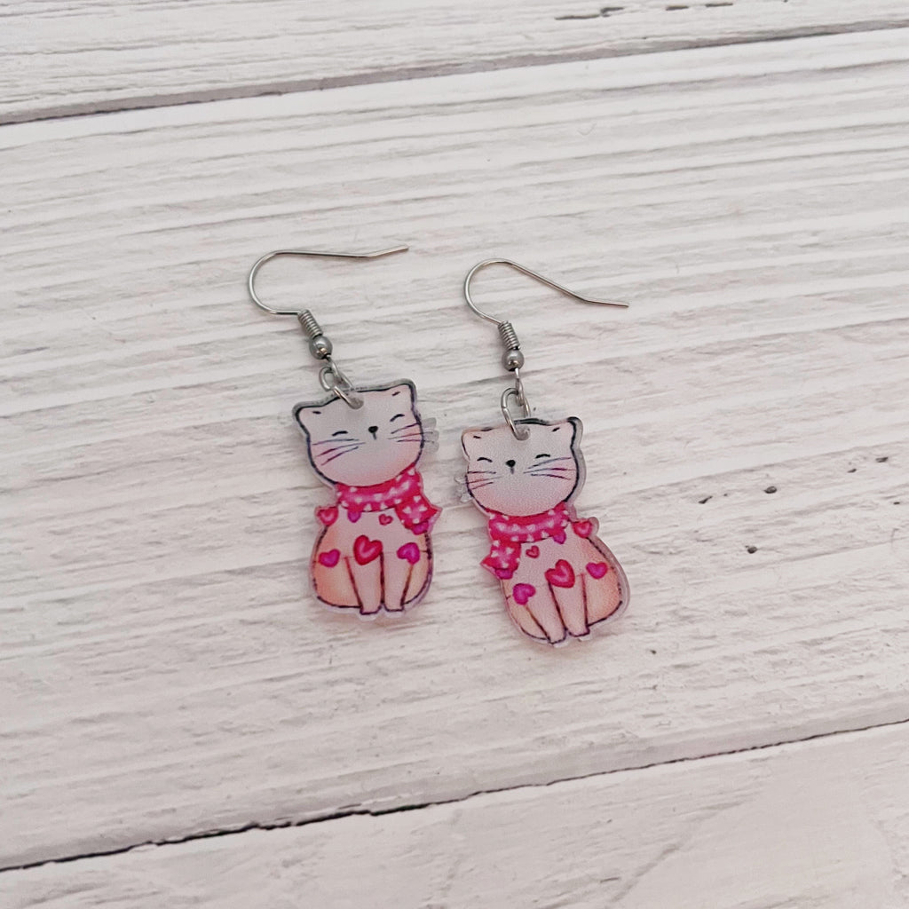 Cat Earrings- Hearts