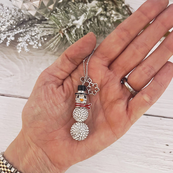 Sparkling Snowman Necklace