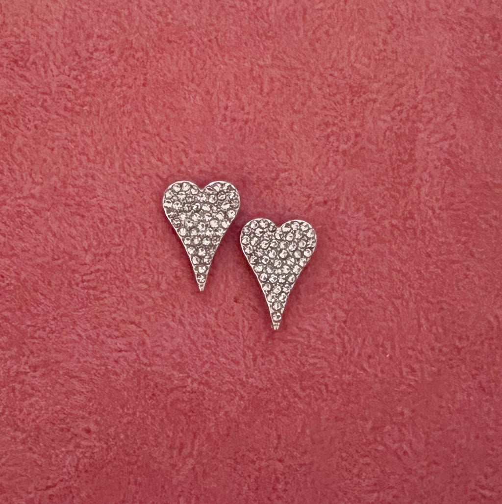 Rhinestone Long Heart Stud Earrings