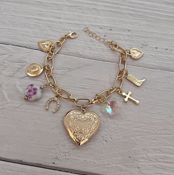 Heart Locket Charm Bracelet