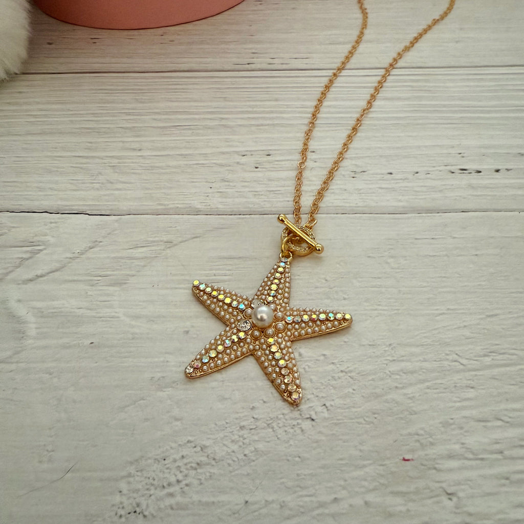 AB Crystal Starfish Toggle Necklace