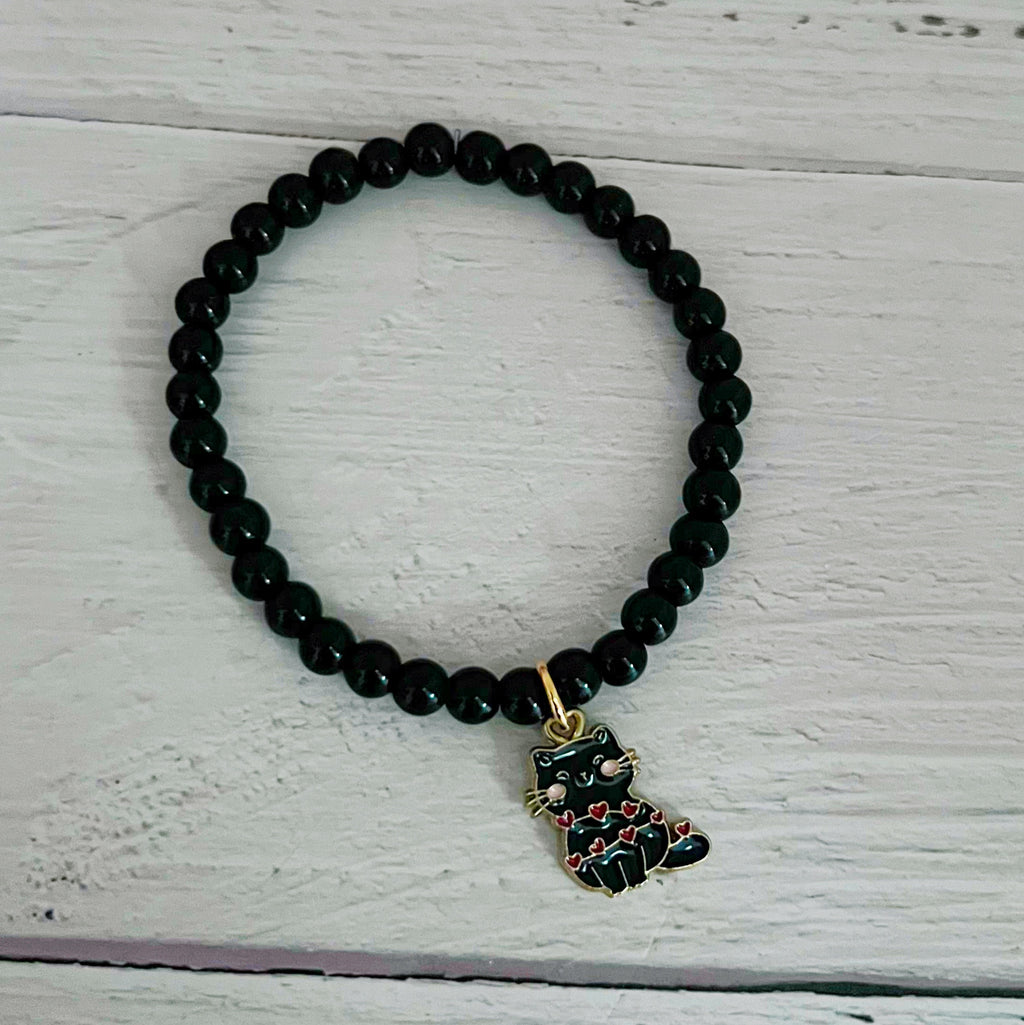 Black Heart Cat Bracelet