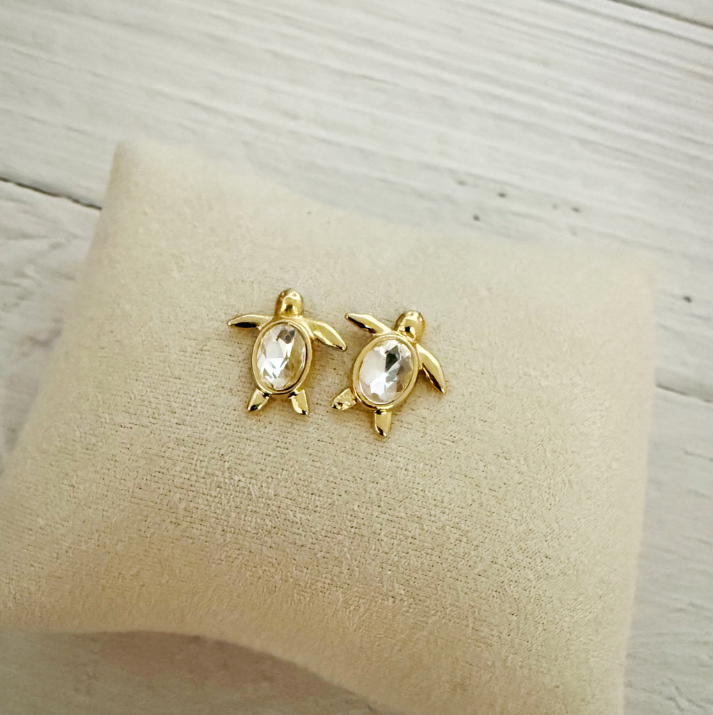 Rhinestone Turtle Stud Earrings