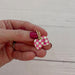 Pink Checker Heart Huggie Hoops