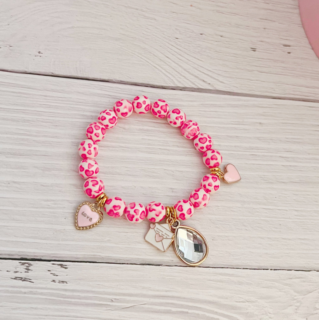 Pink Heart Leopard Bracelet