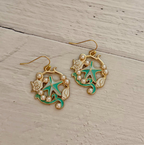 Starfish Sea Scape Earrings