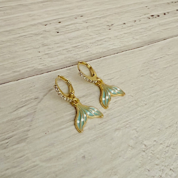 Mermaid Tail Rhinestone Huggie Hoop Earrings