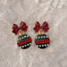 Red and Green Statement Ornament Earrings