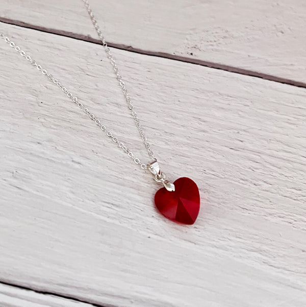 Red Crystal Heart Necklace