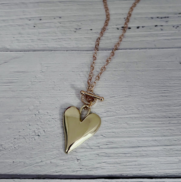 Puff Heart Toggle Necklace