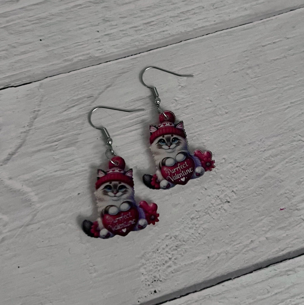 Purrfect Valentine Cat Earrings