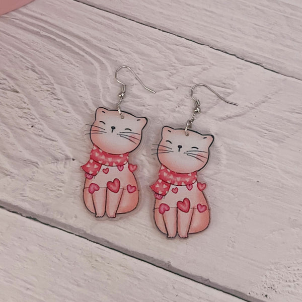 Cat Earrings- Hearts