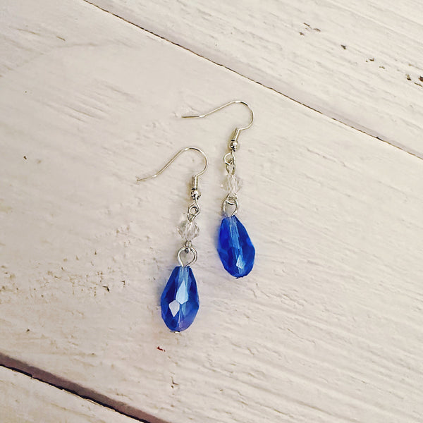 Blue Crystal Teardrop Earrings