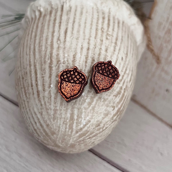 Glitter Resin Acorn Stud Earrings