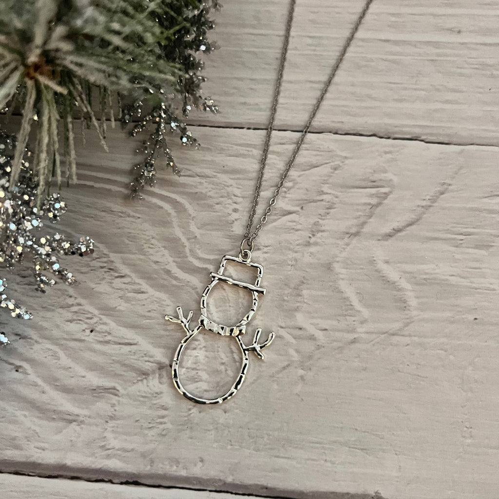 Hammered Snowman Necklace