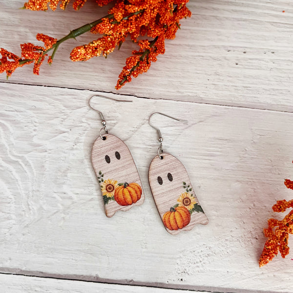 Rustic Wood Ghost Earrings