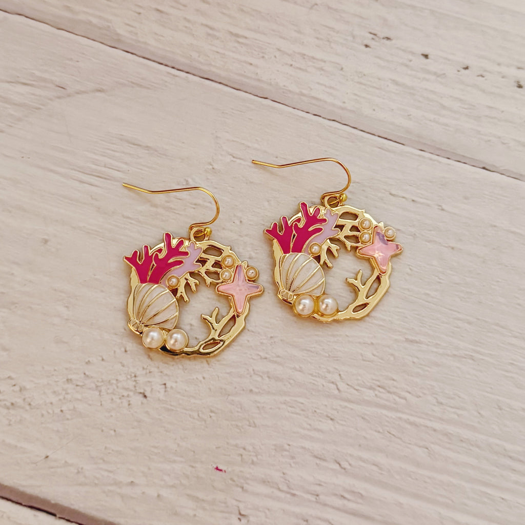 Pink Sea Scape earrings