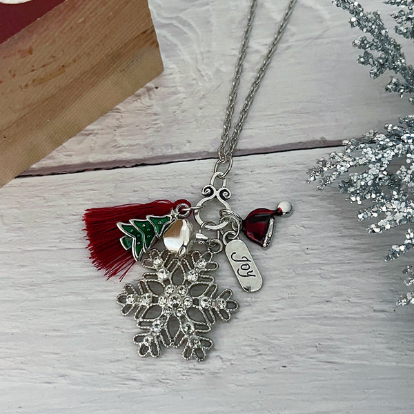 Rhinestone Snowflake Jumble Necklace