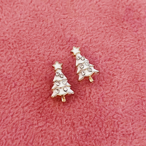 White Tree Stud Earrings