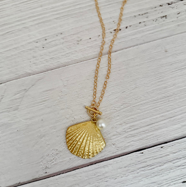 Gold Shell Toggle Necklace