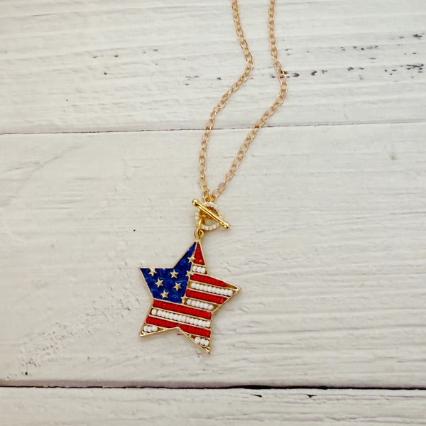 Patriotic Star Toggle Necklace