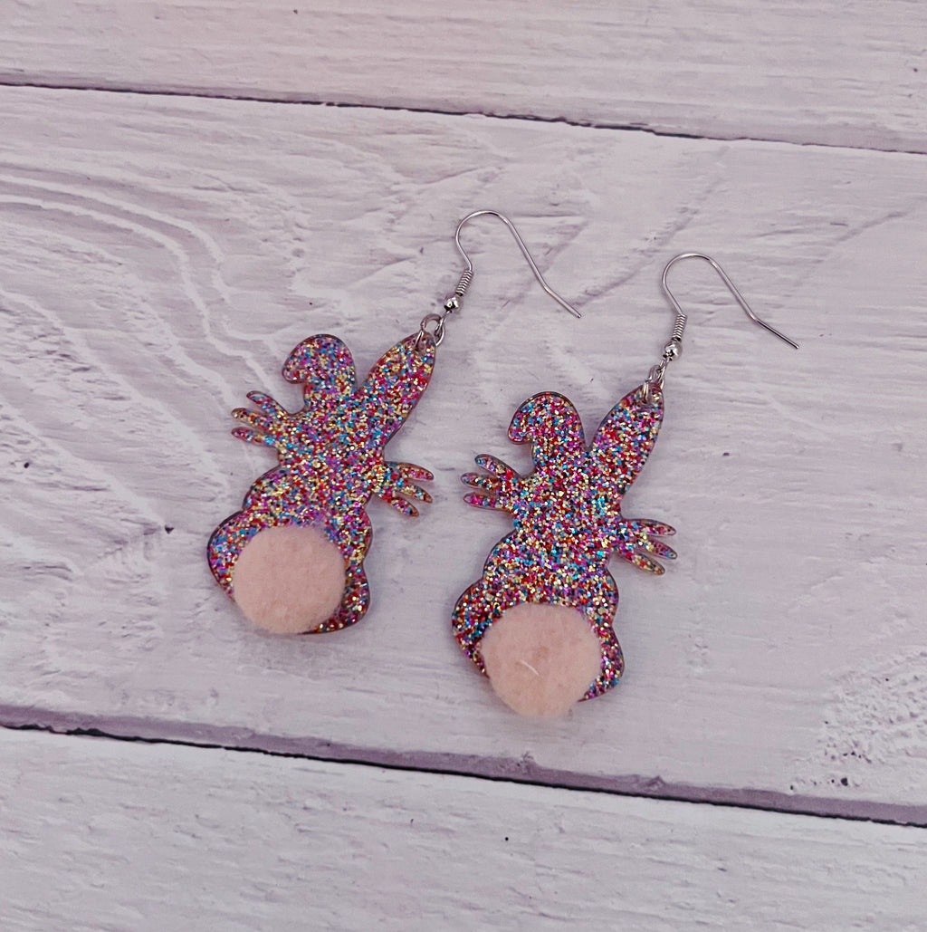 Multi Glitter Bunny Earrings