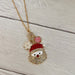 Rhinestone Santa Face Necklace with Ho Ho Ho bauble charm