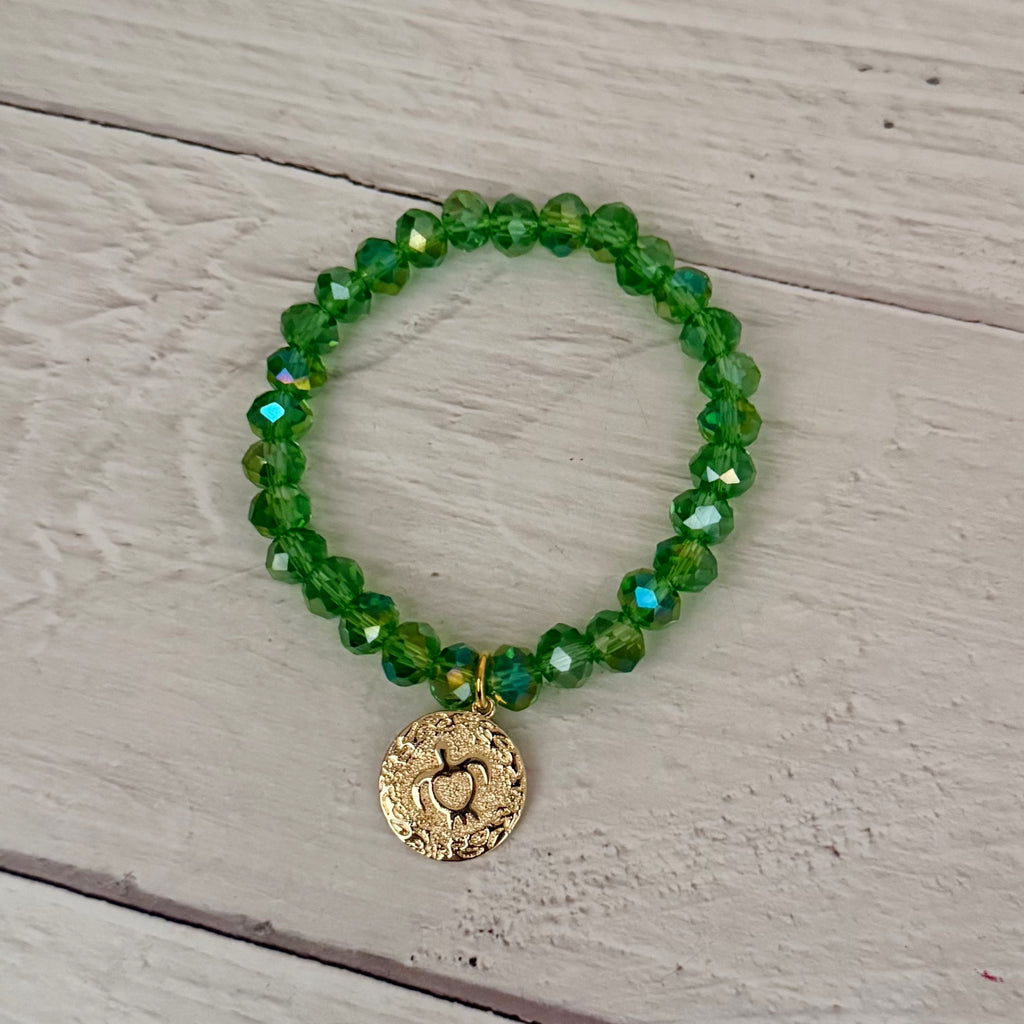 Green Beaded Turtle Bracelet