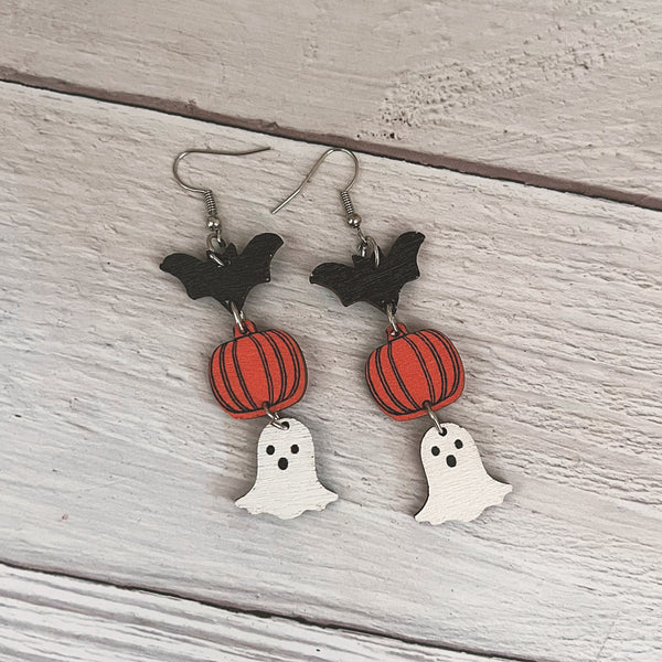 Wood Halloween Shapes Earrings