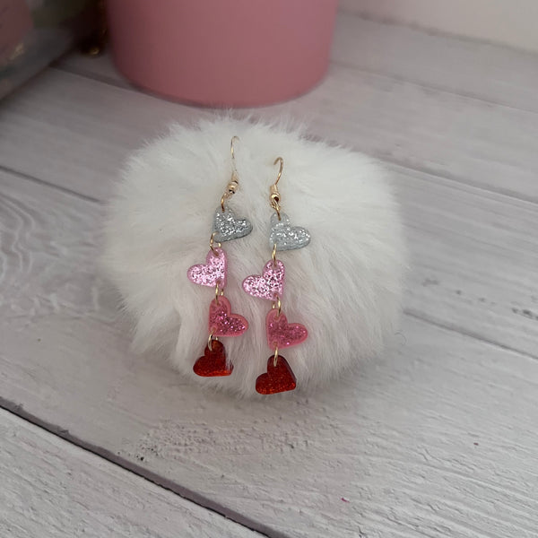 Glitter Heart Earring Dangles