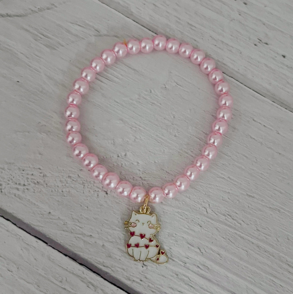 White Heart Cat Bracelet