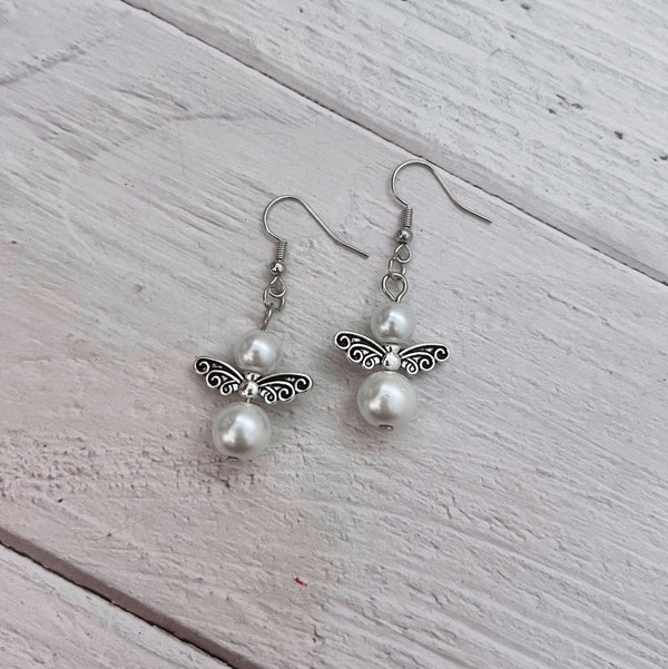 Pearl Angel Earrings