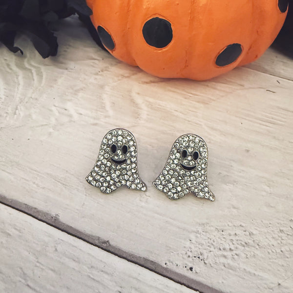 Rhinestone Ghost Stud Earrings