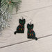 Christmas Black Cat Earrings- Wood