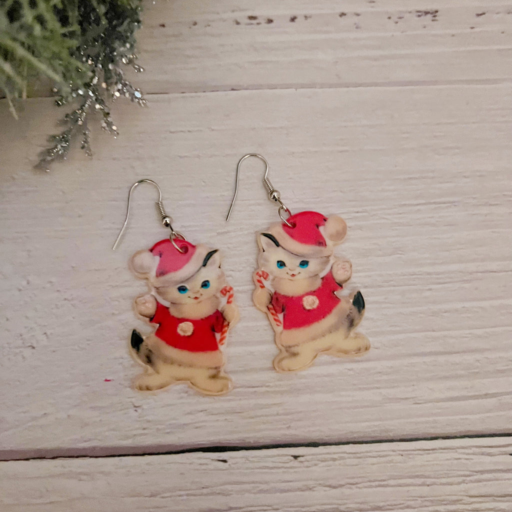 Santa Cat Earrings