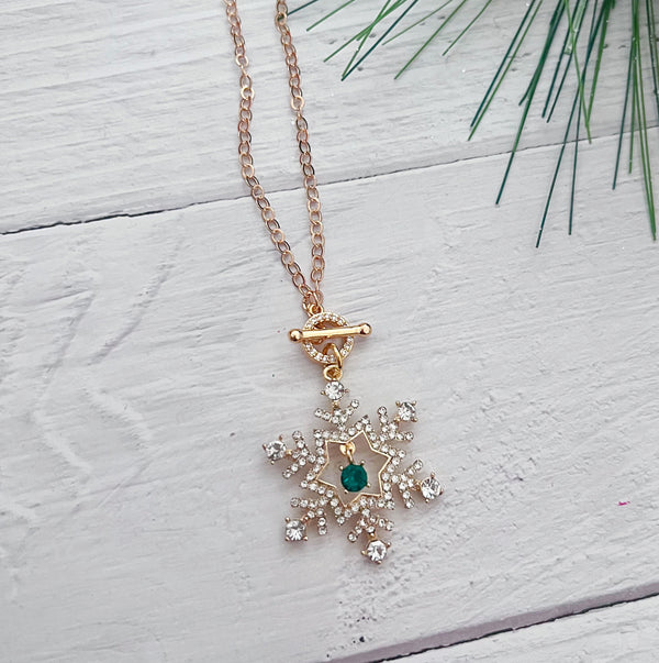 Emerald Frost Snowflake Necklace