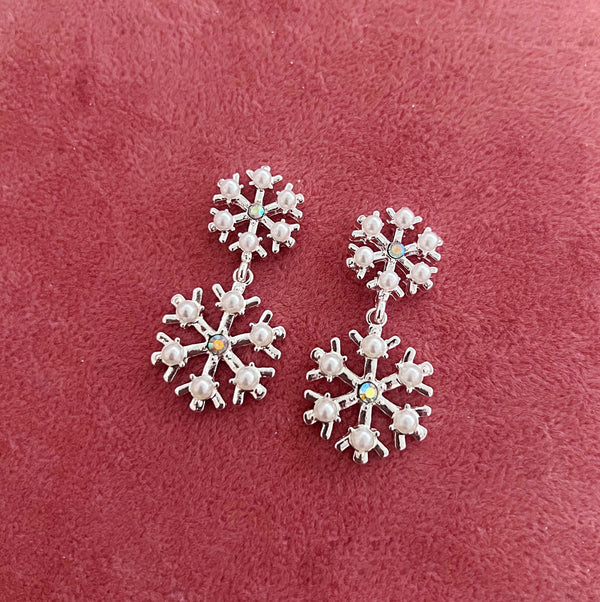 Luminescent Pearl Snowflake Earrings