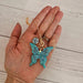 Rhinestone Butterfly Toggle Necklace Teal