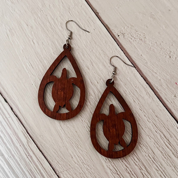 Wood Turtle Earrings