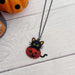 Rhinestone Black Cat with Pumpkin Necklace