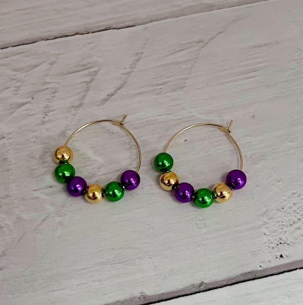 Mardi Gras Hoop Earrings