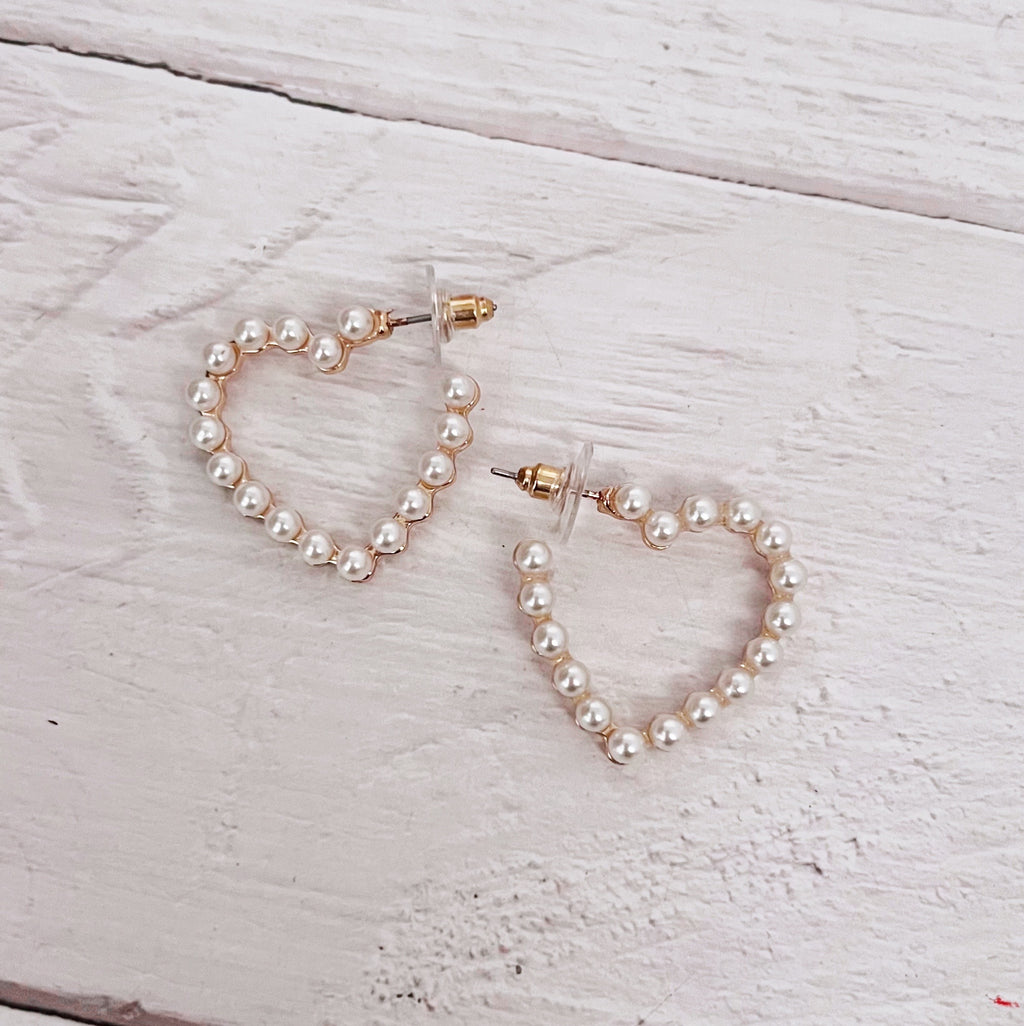 Pearl Heart Hoop Earrings