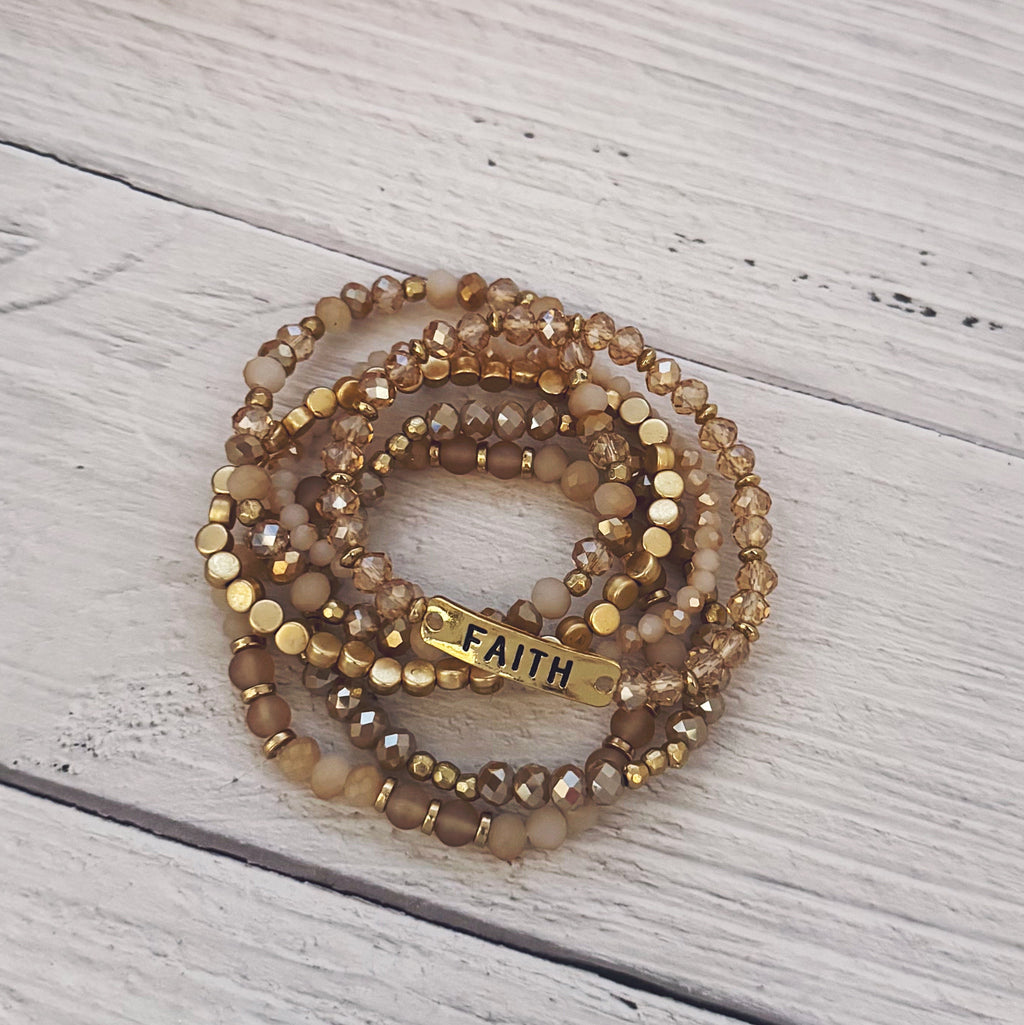 Faith Bracelet Set- Tan