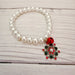 Red and Green Snowflake Pearl Bracelet