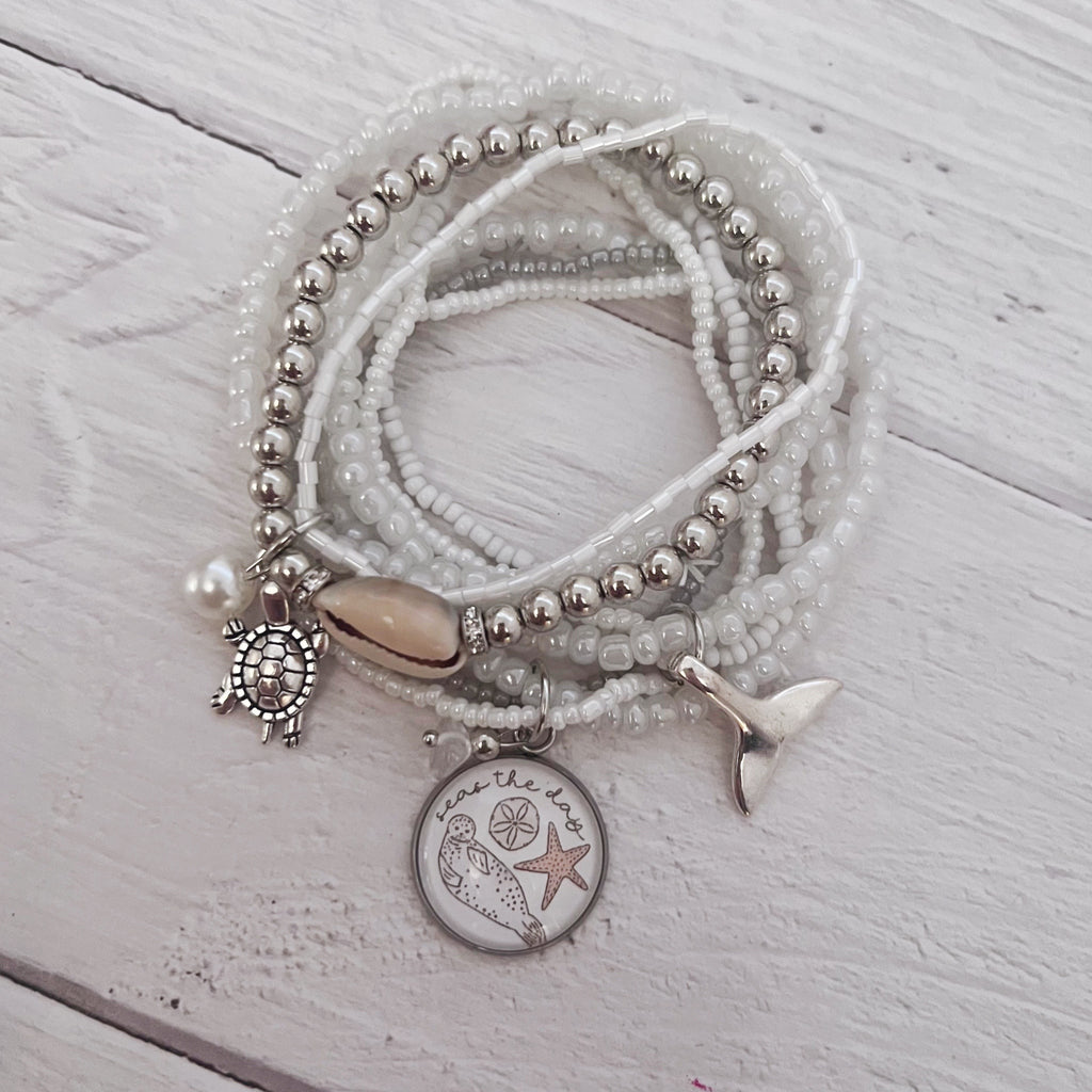 Seas the Day Bracelet Set- White