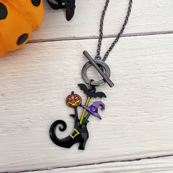Rhinestone Witch Shoe Toggle Necklace